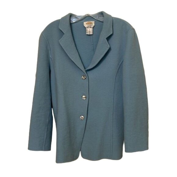SOLD Talbots Blue Wool Cashmere Felted Blazer Jacket Womens Size 10 Soft - Picture 2 of 13